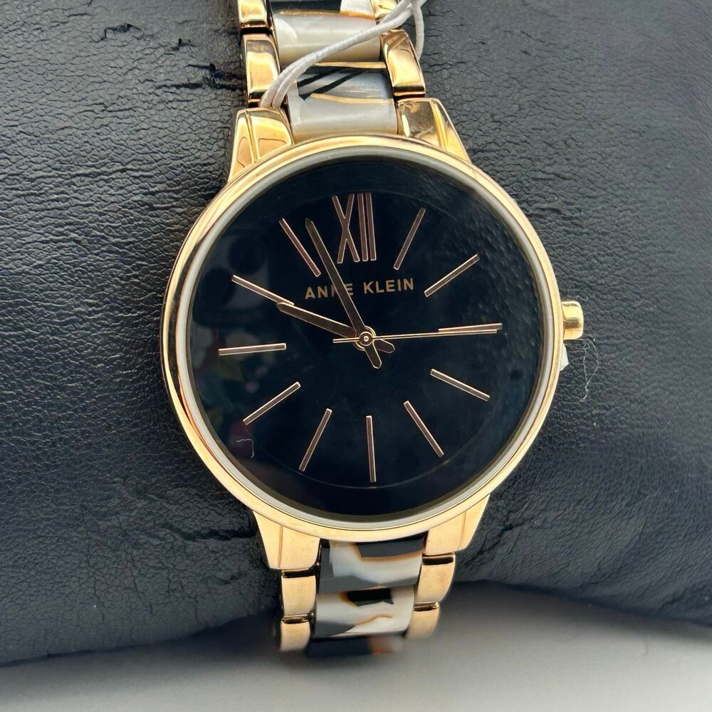 Anne Klein Rose Gold Resin Bracelet Women’s Watch Working New Battery